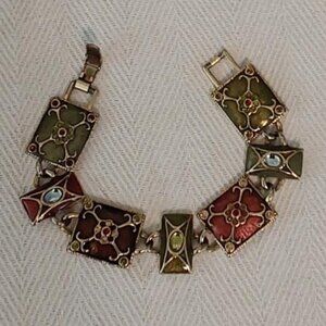 Vintage Liz Claiborne Cloisonné Panel Bracelet